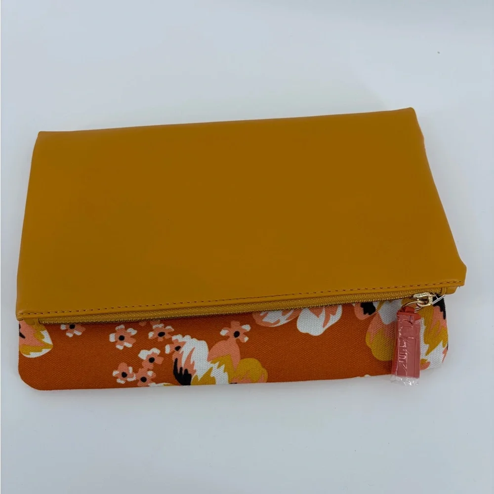 Rachel Pally Reversible Clutch Bag Purse Tropical Floral Orange & White Zip NWOT